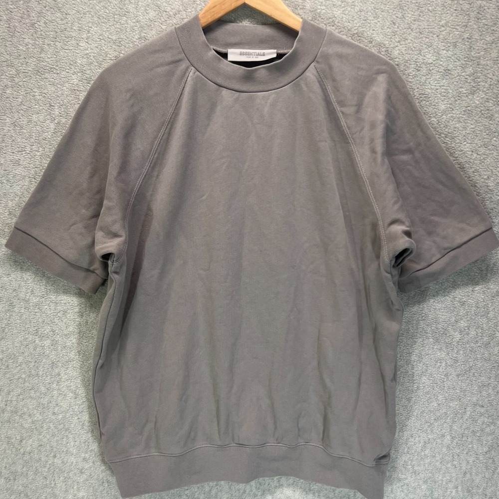 Fear of God Essentials Mens Sweatshirt Taupe French Terry Short Sleeve Size S